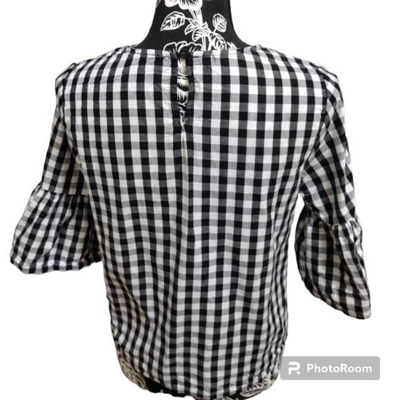 Cindy Kono Gringham Floral Embroidered Top - Picture 5 of 7